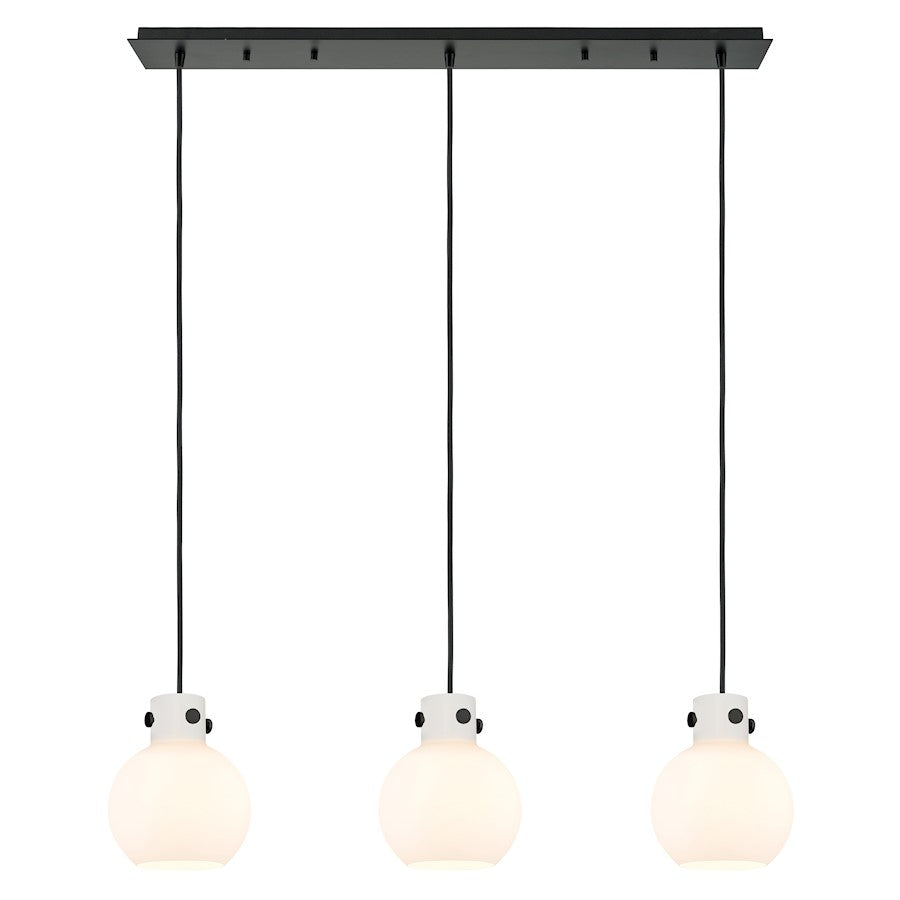Innovations Newton Sphere 3Lt 8" CL Pendant, BK/WH - 123-410-1PS-BK-G410-8WH