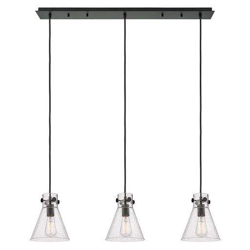 Innovations Newton Cone 3Lt 8" CL Pendant, BK/SD - 123-410-1PS-BK-G411-8SDY