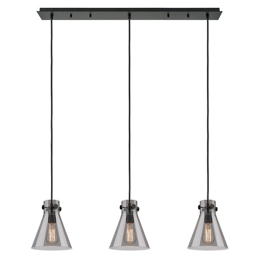 Innovations Newton Cone 3Lt 8" CL Pendant, BK/SM - 123-410-1PS-BK-G411-8SM
