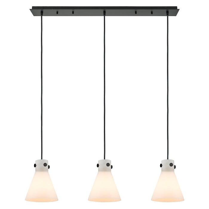 Innovations Newton Cone 3Lt 8" CL Pendant, BK/WH - 123-410-1PS-BK-G411-8WH