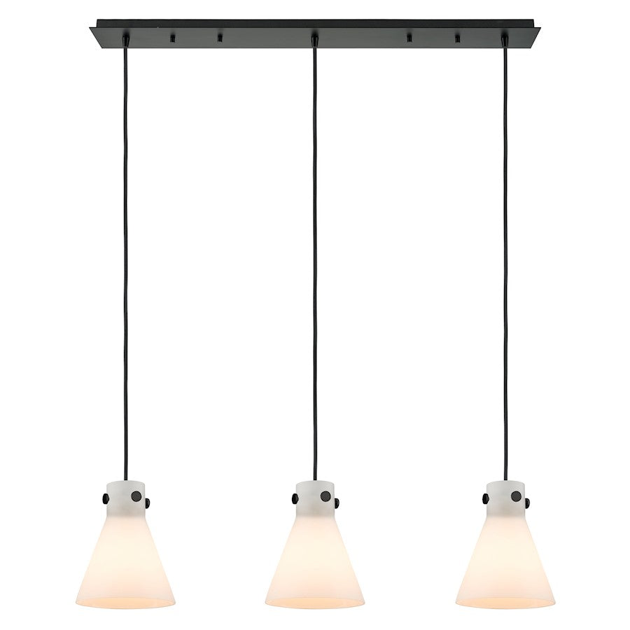 Innovations Newton Cone 3Lt 8" CL Pendant, BK/WH - 123-410-1PS-BK-G411-8WH