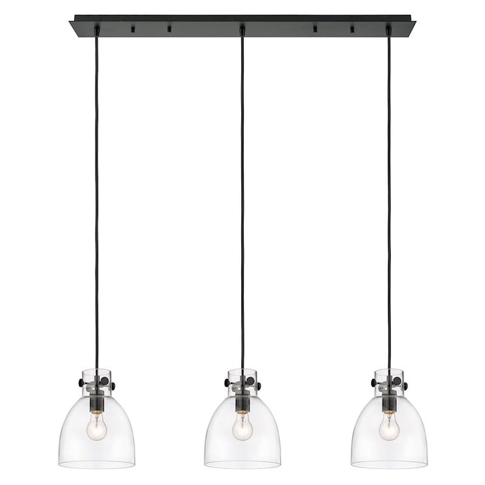Innovations Newton Bell 3Lt 8" CL Pendant, BK/CL - 123-410-1PS-BK-G412-8CL