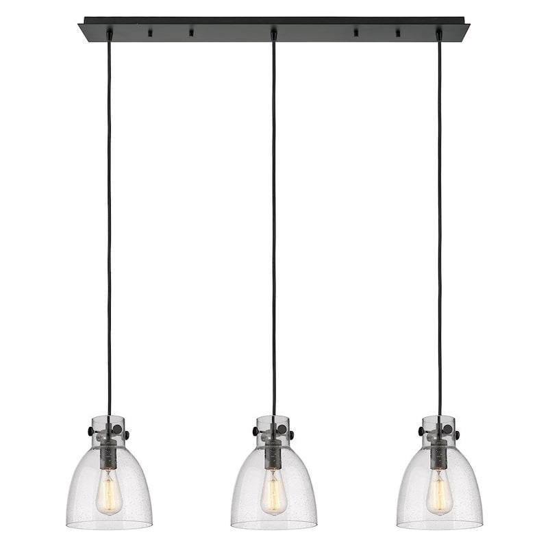 Innovations Newton Bell 3Lt 8" CL Pendant, BK/SD - 123-410-1PS-BK-G412-8SDY
