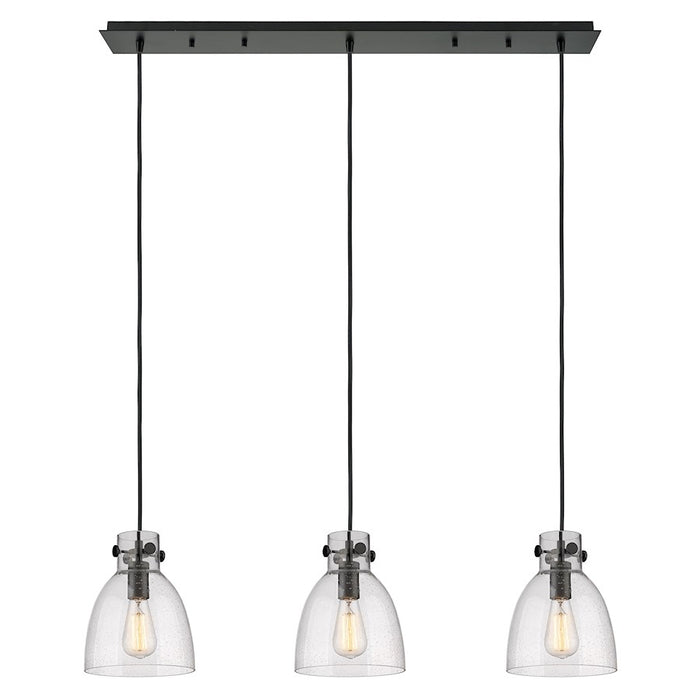 Innovations Newton Bell 3Lt 8" CL Pendant, BK/SD - 123-410-1PS-BK-G412-8SDY