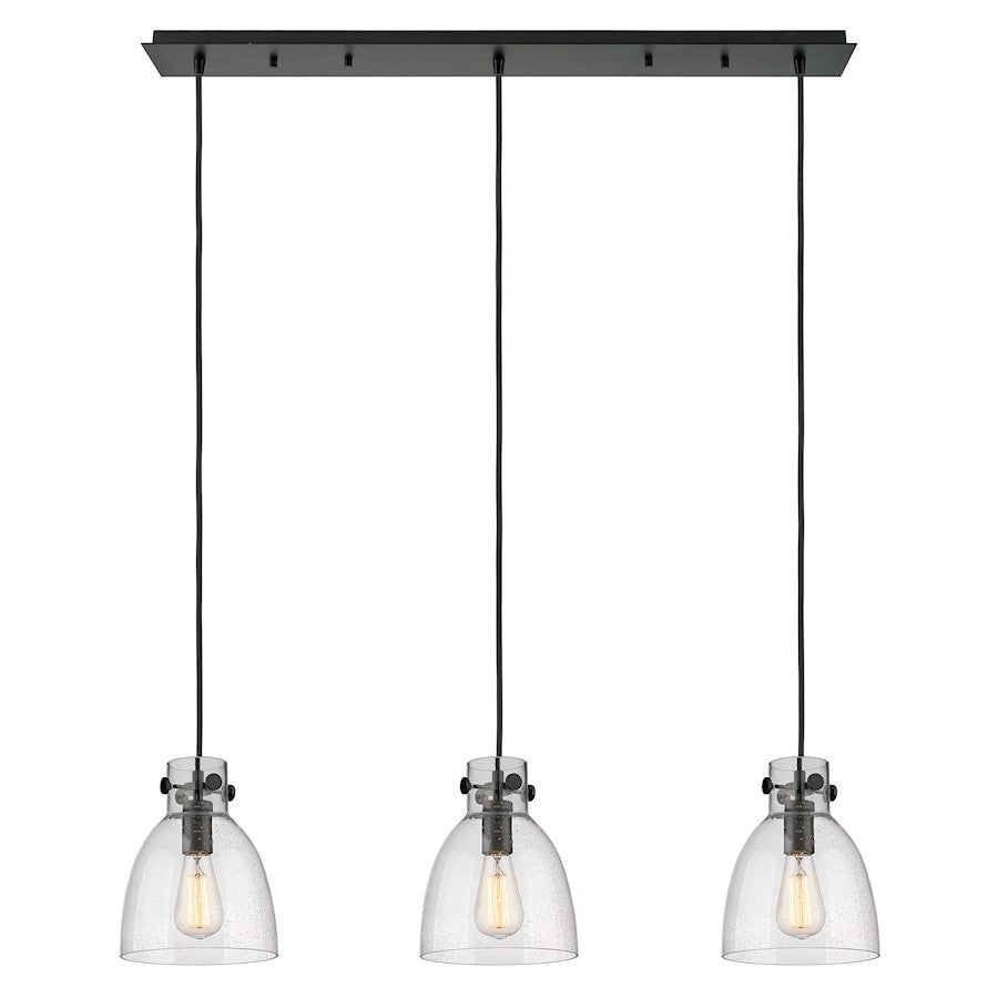 Innovations Newton Bell 3Lt 8" CL Pendant, BK/SD - 123-410-1PS-BK-G412-8SDY