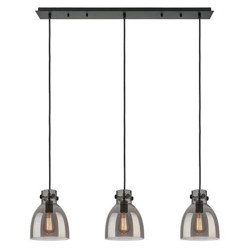 Innovations Newton Bell 3Lt 8" CL Pendant, BK/SM - 123-410-1PS-BK-G412-8SM