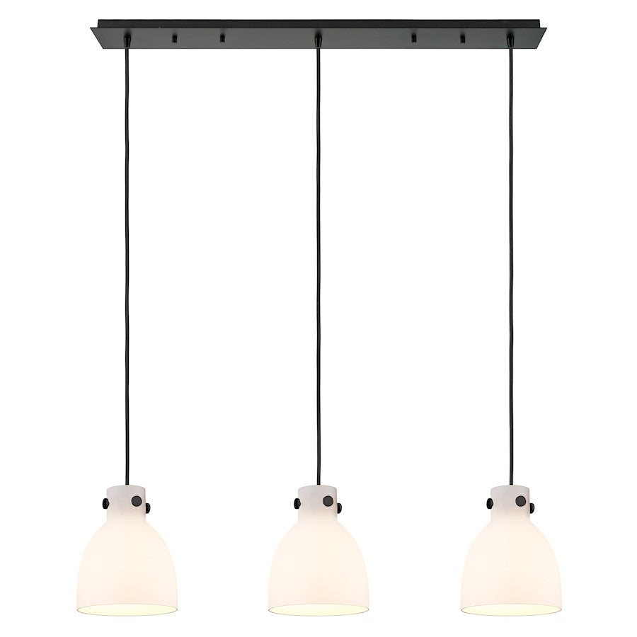 Innovations Newton Bell 3Lt 8" CL Pendant, BK/WH - 123-410-1PS-BK-G412-8WH
