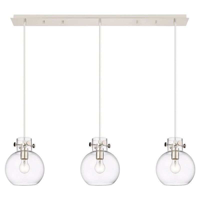 Innovations Newton Sphere 3Lt 8" CL Pendant, PN/CL - 123-410-1PS-PN-G410-8CL