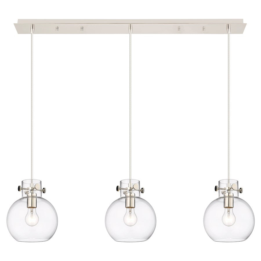 Innovations Newton Sphere 3Lt 8" CL Pendant, PN/CL - 123-410-1PS-PN-G410-8CL