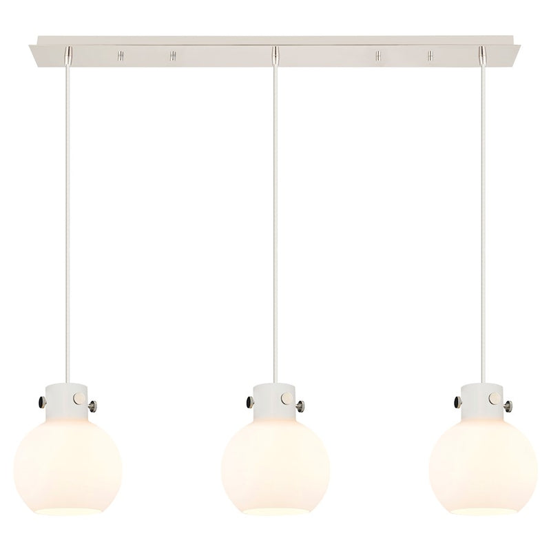 Innovations Newton Sphere 3Lt 8" CL Pendant, PN/WH - 123-410-1PS-PN-G410-8WH