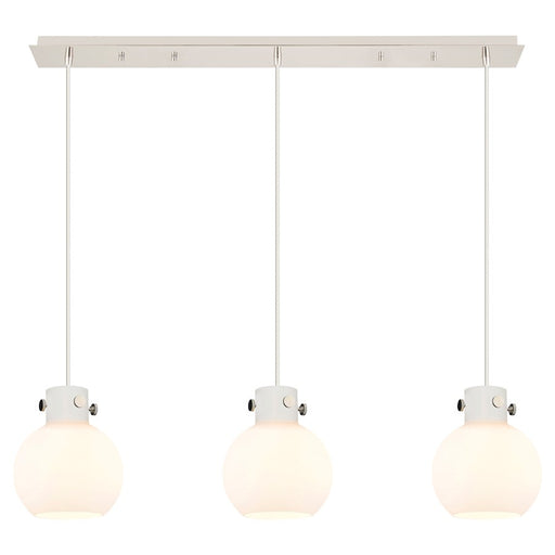 Innovations Newton Sphere 3Lt 8" CL Pendant, PN/WH - 123-410-1PS-PN-G410-8WH