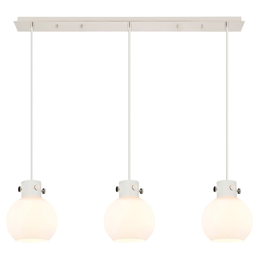 Innovations Newton Sphere 3Lt 8" CL Pendant, PN/WH - 123-410-1PS-PN-G410-8WH