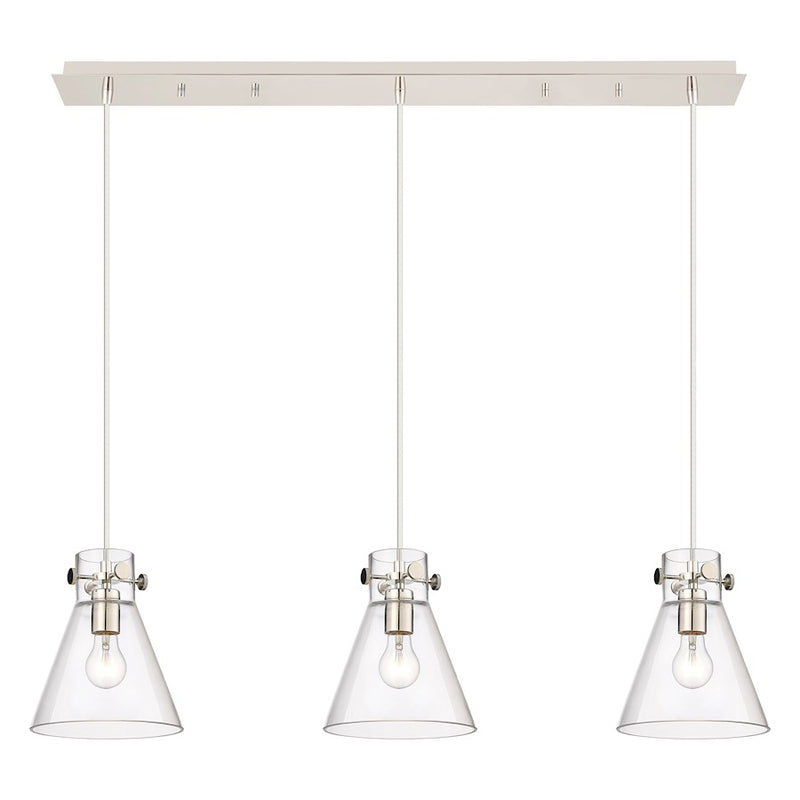 Innovations Newton Cone 3Lt 8" CL Pendant, PN/CL - 123-410-1PS-PN-G411-8CL