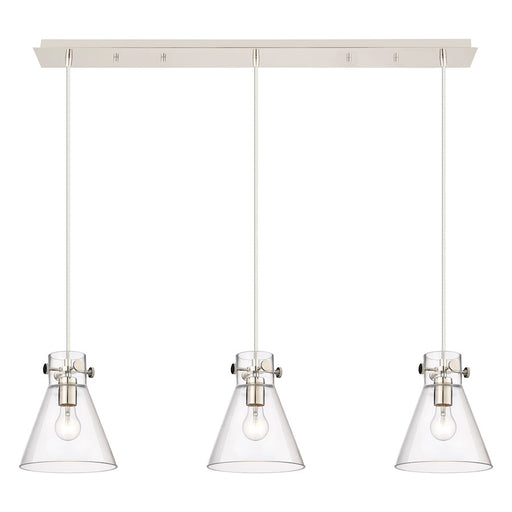 Innovations Newton Cone 3Lt 8" CL Pendant, PN/CL - 123-410-1PS-PN-G411-8CL