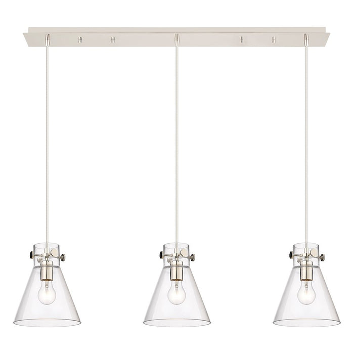 Innovations Newton Cone 3Lt 8" CL Pendant, PN/CL - 123-410-1PS-PN-G411-8CL