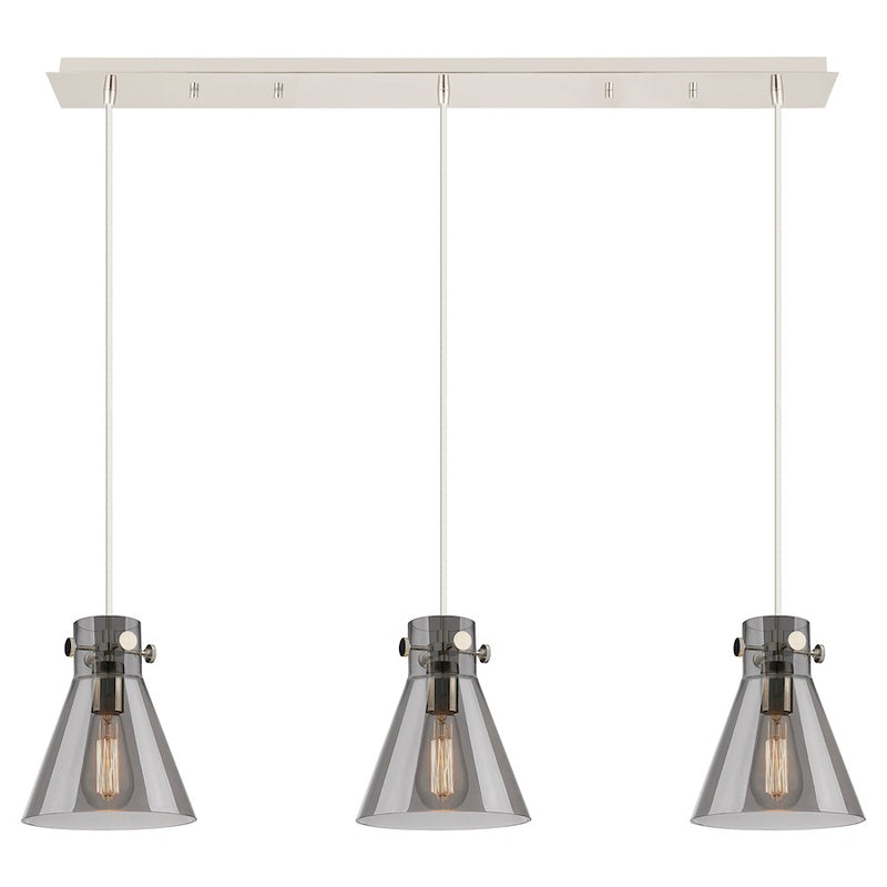 Innovations Newton Cone 3Lt 8" CL Pendant, PN/SM - 123-410-1PS-PN-G411-8SM