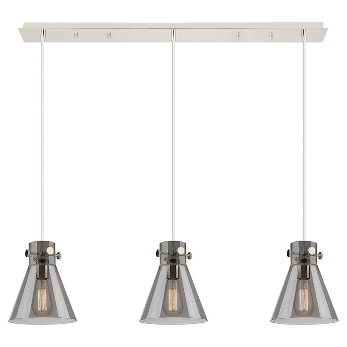 Innovations Newton Cone 3Lt 8" CL Pendant, PN/SM - 123-410-1PS-PN-G411-8SM