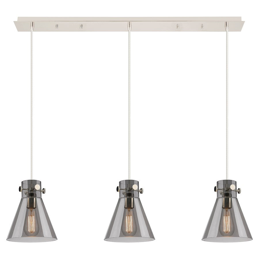 Innovations Newton Cone 3Lt 8" CL Pendant, PN/SM - 123-410-1PS-PN-G411-8SM