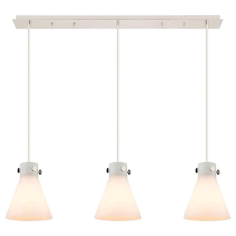 Innovations Newton Cone 3Lt 8" CL Pendant, PN/WH - 123-410-1PS-PN-G411-8WH