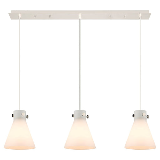 Innovations Newton Cone 3Lt 8" CL Pendant, PN/WH - 123-410-1PS-PN-G411-8WH