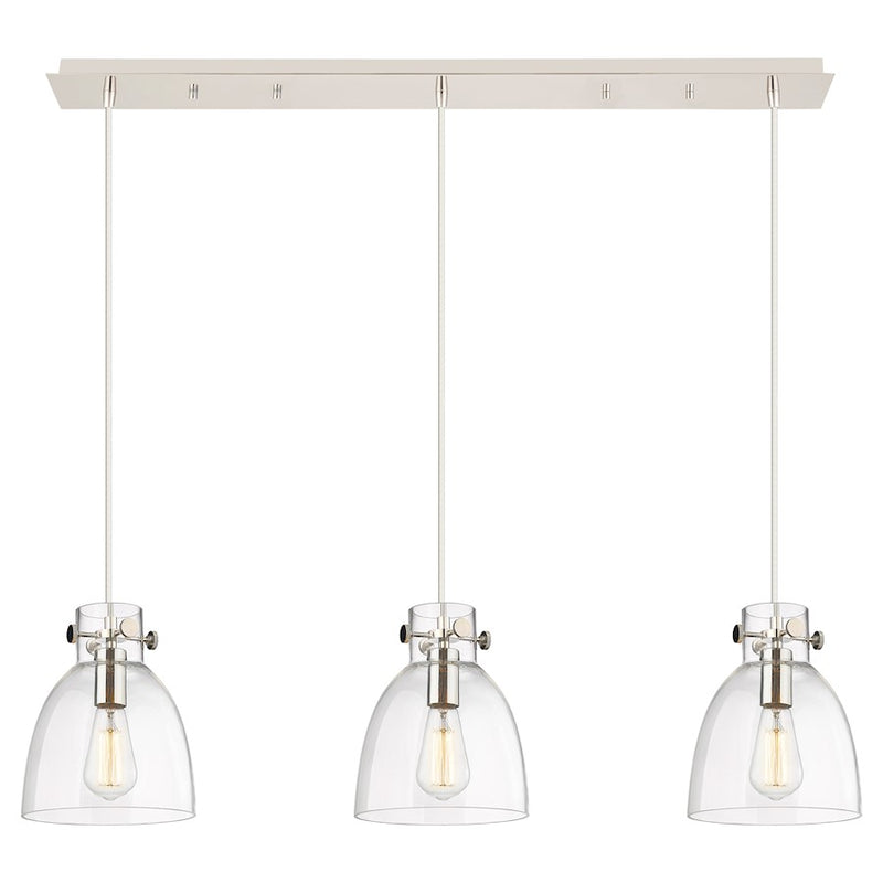 Innovations Newton Bell 3Lt 8" CL Pendant, PN/CL - 123-410-1PS-PN-G412-8CL