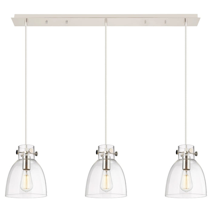 Innovations Newton Bell 3Lt 8" CL Pendant, PN/CL - 123-410-1PS-PN-G412-8CL