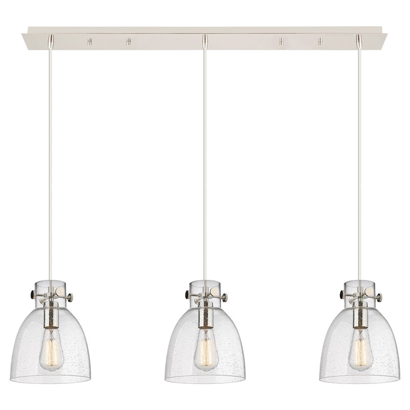 Innovations Newton Bell 3Lt 8" CL Pendant, PN/SD - 123-410-1PS-PN-G412-8SDY