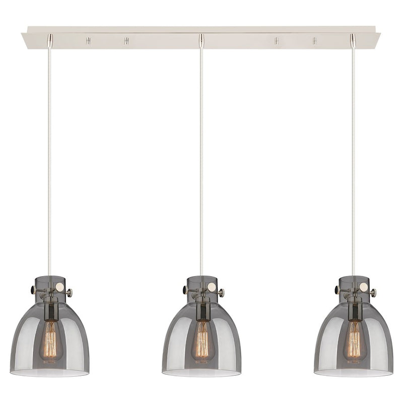 Innovations Newton Bell 3Lt 8" CL Pendant, PN/SM - 123-410-1PS-PN-G412-8SM