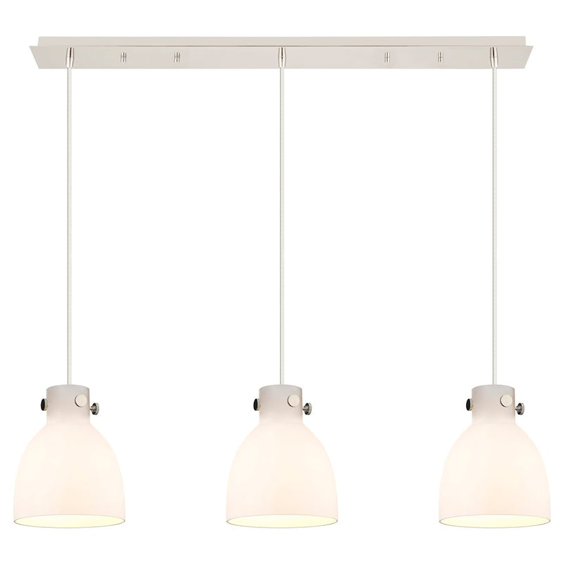 Innovations Newton Bell 3Lt 8" CL Pendant, PN/WH - 123-410-1PS-PN-G412-8WH