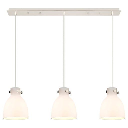 Innovations Newton Bell 3Lt 8" CL Pendant, PN/WH - 123-410-1PS-PN-G412-8WH