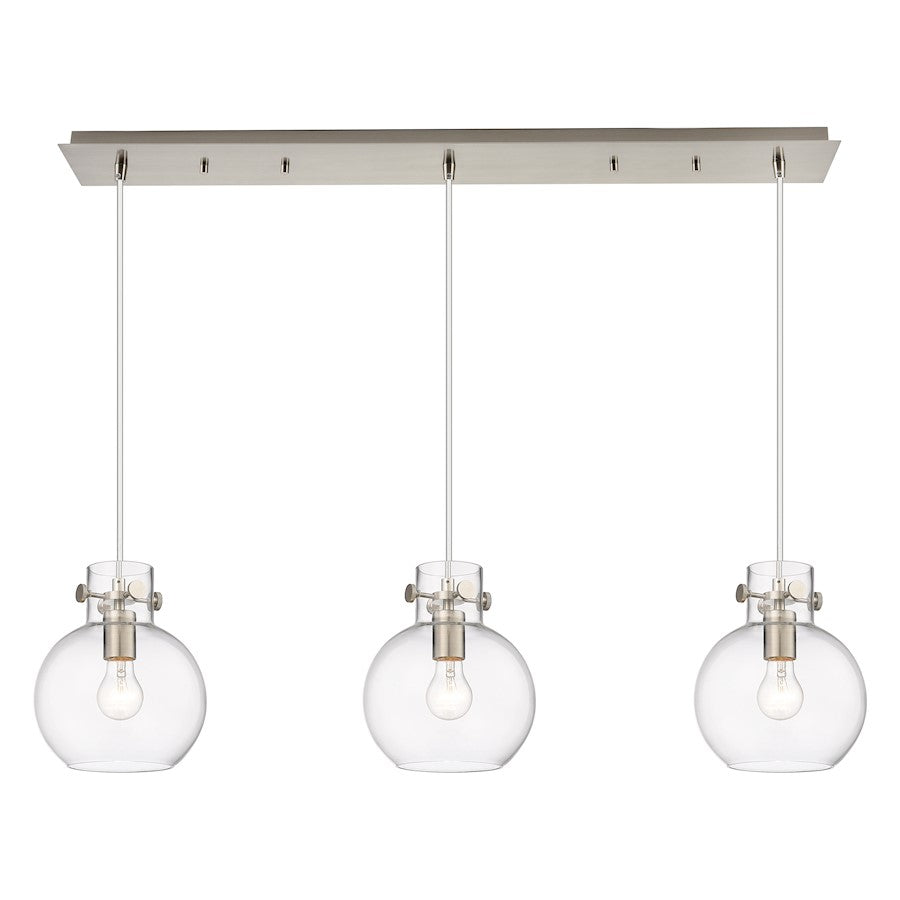 Innovations Newton Sphere 3Lt 8" CL Pendant, SN/CL - 123-410-1PS-SN-G410-8CL