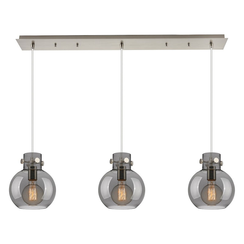 Innovations Newton Sphere 3Lt 8" CL Pendant, SN/SM - 123-410-1PS-SN-G410-8SM