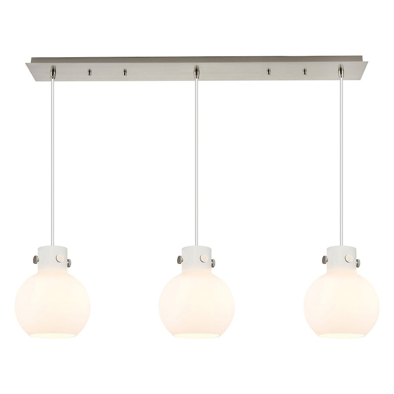 Innovations Newton Sphere 3Lt 8" CL Pendant, SN/WH - 123-410-1PS-SN-G410-8WH