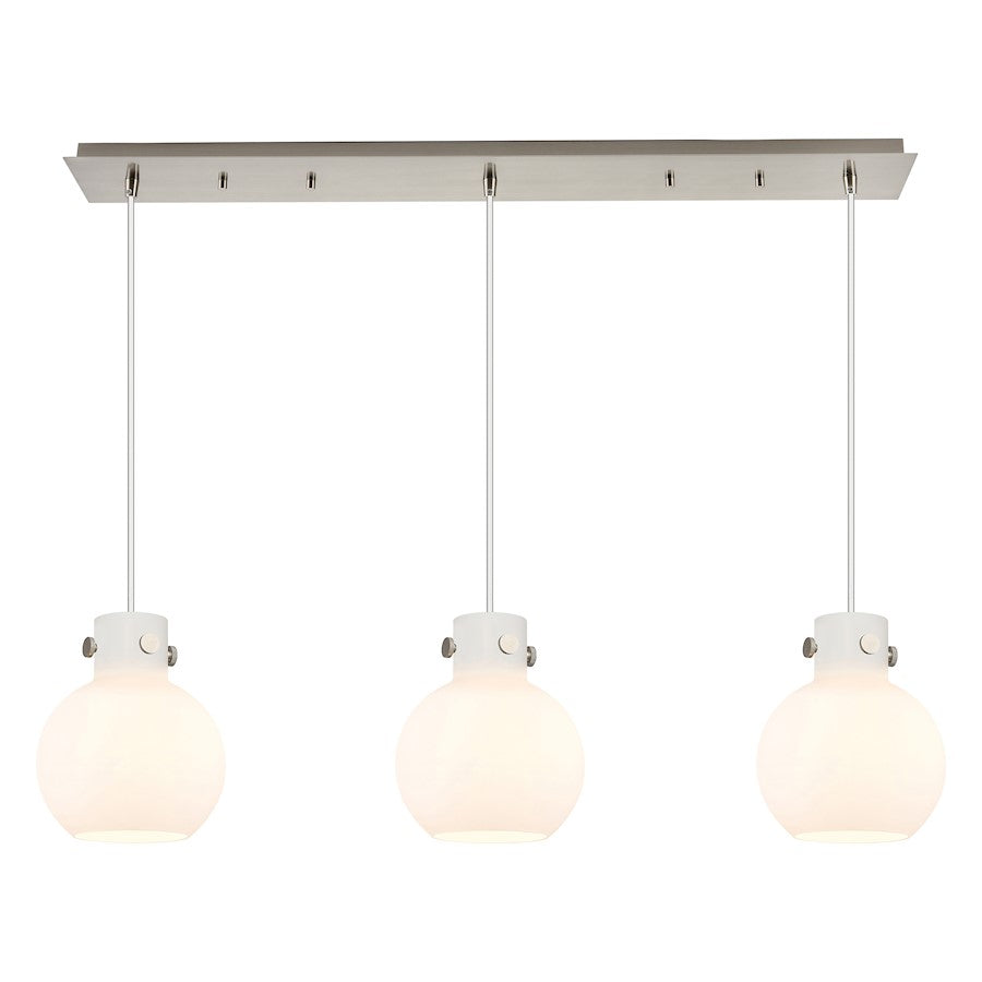 Innovations Newton Sphere 3Lt 8" CL Pendant, SN/WH - 123-410-1PS-SN-G410-8WH