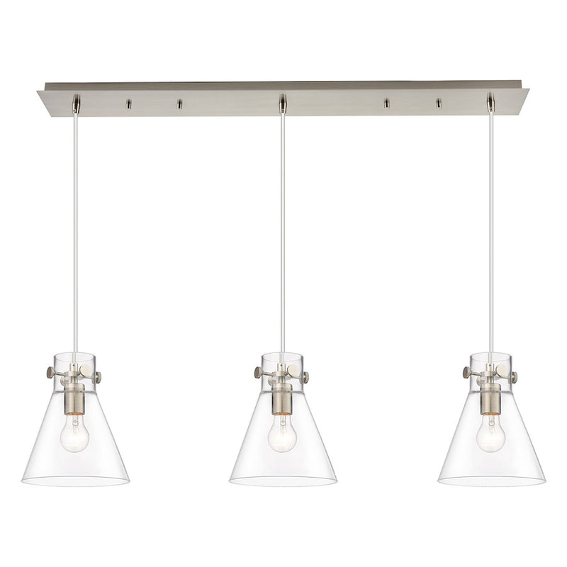 Innovations Newton Cone 3Lt 8" CL Pendant, SN/CL - 123-410-1PS-SN-G411-8CL