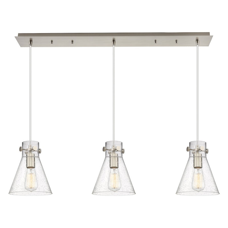 Innovations Newton Cone 3Lt 8" CL Pendant, SN/SD - 123-410-1PS-SN-G411-8SDY