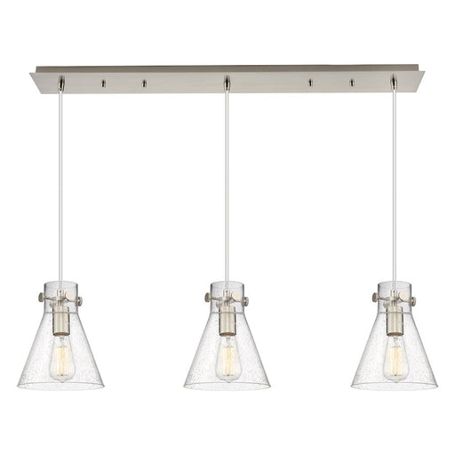 Innovations Newton Cone 3Lt 8" CL Pendant, SN/SD - 123-410-1PS-SN-G411-8SDY