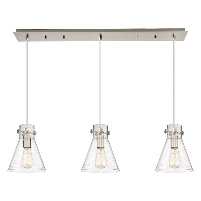 Innovations Newton Cone 3Lt 8" CL Pendant, SN/SD - 123-410-1PS-SN-G411-8SDY