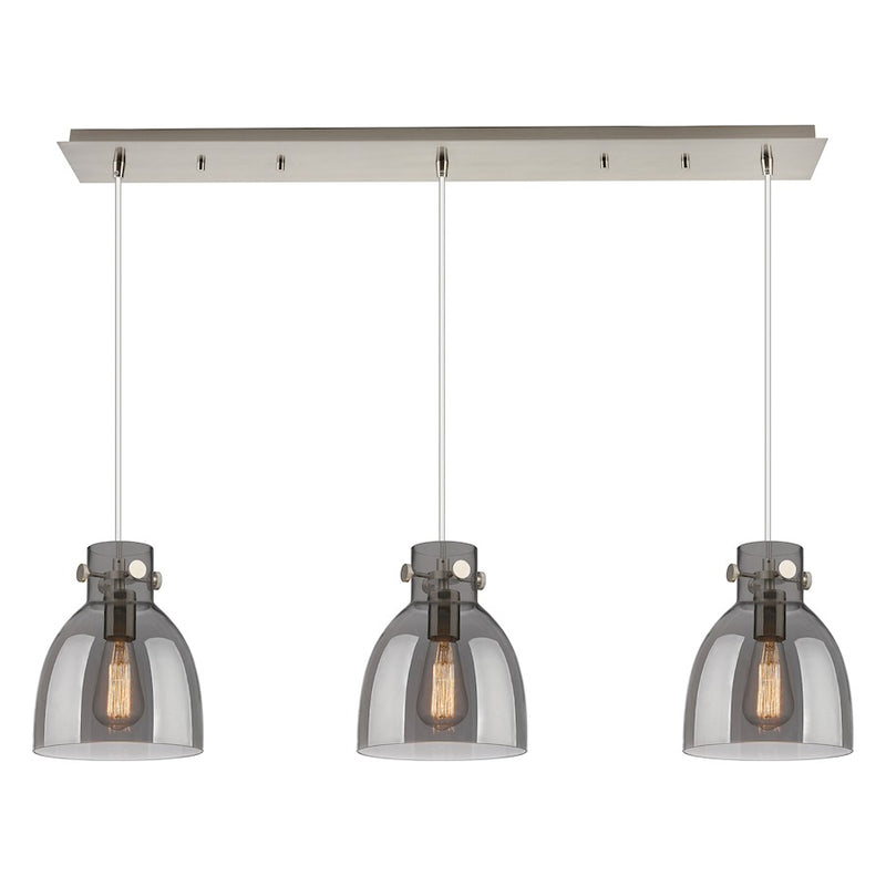 Innovations Newton Bell 3Lt 8" CL Pendant, SN/SM - 123-410-1PS-SN-G412-8SM
