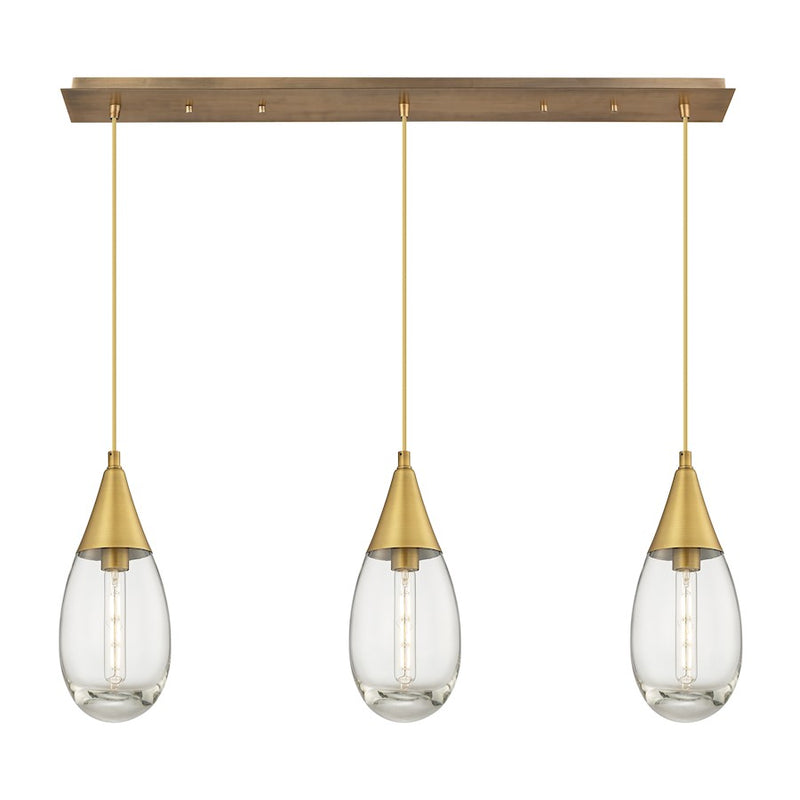 Innovations Malone 3Lt 6" Cord Linear Pendant, BS/CL - 123-450-1P-BB-G450-6CL