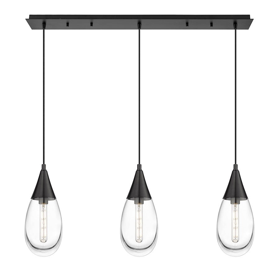 Innovations Malone 3Lt 6" Cord Linear Pendant, BK/CL - 123-450-1P-BK-G450-6CL