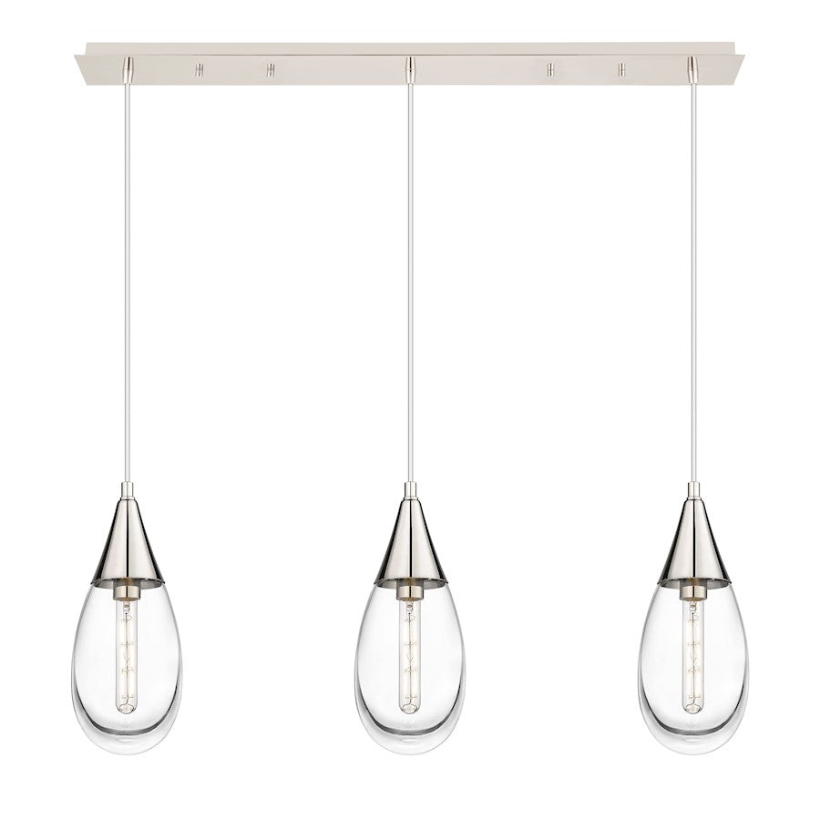 Innovations Malone 3Lt 6" Cord Linear Pendant, PN/Clear - 123-450-1P-PN-G450-6CL