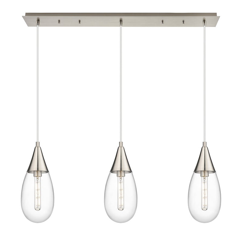 Innovations Malone 3Lt 6" Cord Linear Pendant, SN/Clear - 123-450-1P-SN-G450-6CL
