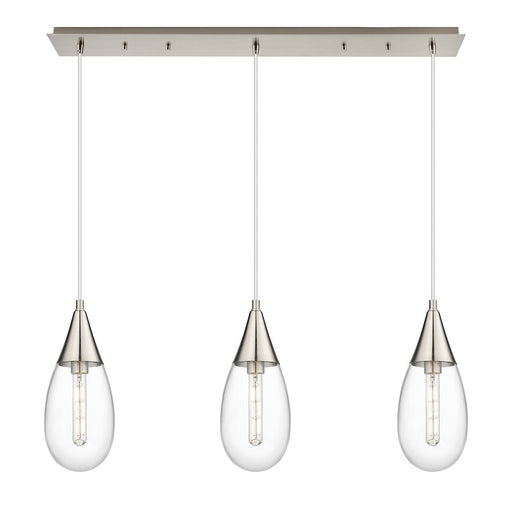 Innovations Malone 3Lt 6" Cord Linear Pendant, SN/Clear - 123-450-1P-SN-G450-6CL