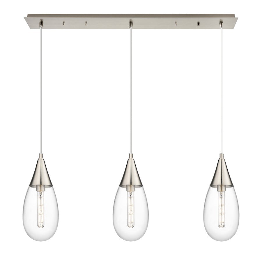 Innovations Malone 3Lt 6" Cord Linear Pendant, SN/Clear - 123-450-1P-SN-G450-6CL