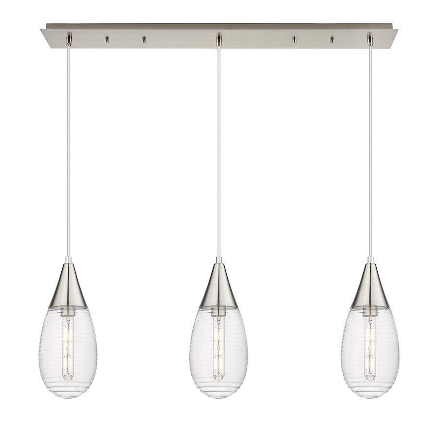 Innovations Malone 3Lt 6" Cord Linear Pendant, SN/SCL - 123-450-1P-SN-G450-6SCL