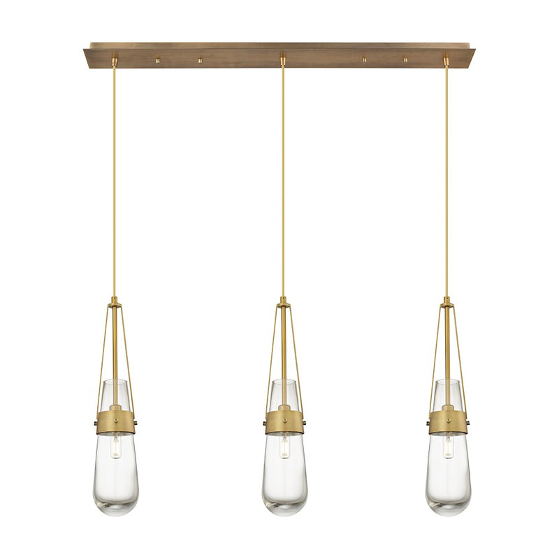 Innovations Milan 3Lt 4" Cord Linear Pendant, BS/CL - 123-452-1P-BB-G452-4CL