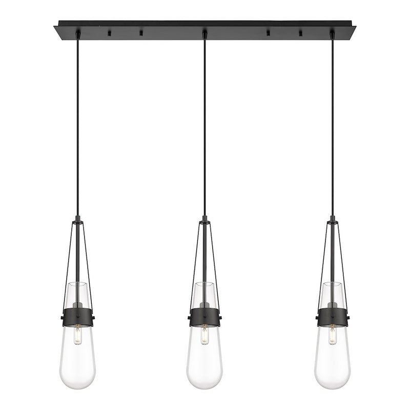 Innovations Milan 3Lt 4" Cord Linear Pendant, BK/CL - 123-452-1P-BK-G452-4CL