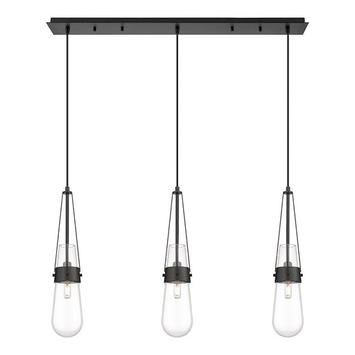 Innovations Milan 3Lt 4" Cord Linear Pendant, BK/CL - 123-452-1P-BK-G452-4CL