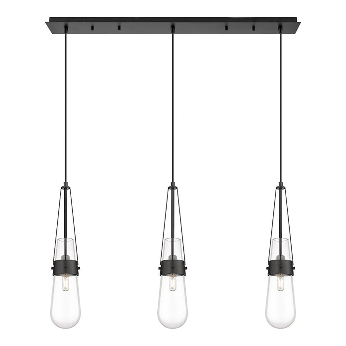 Innovations Milan 3Lt 4" Cord Linear Pendant, BK/CL - 123-452-1P-BK-G452-4CL